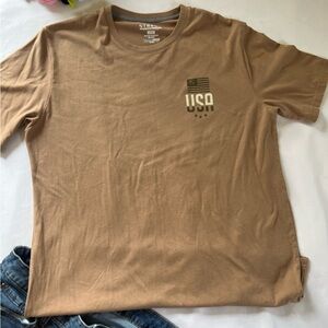 strong USA tan short sleeve Tee shirt women top size L